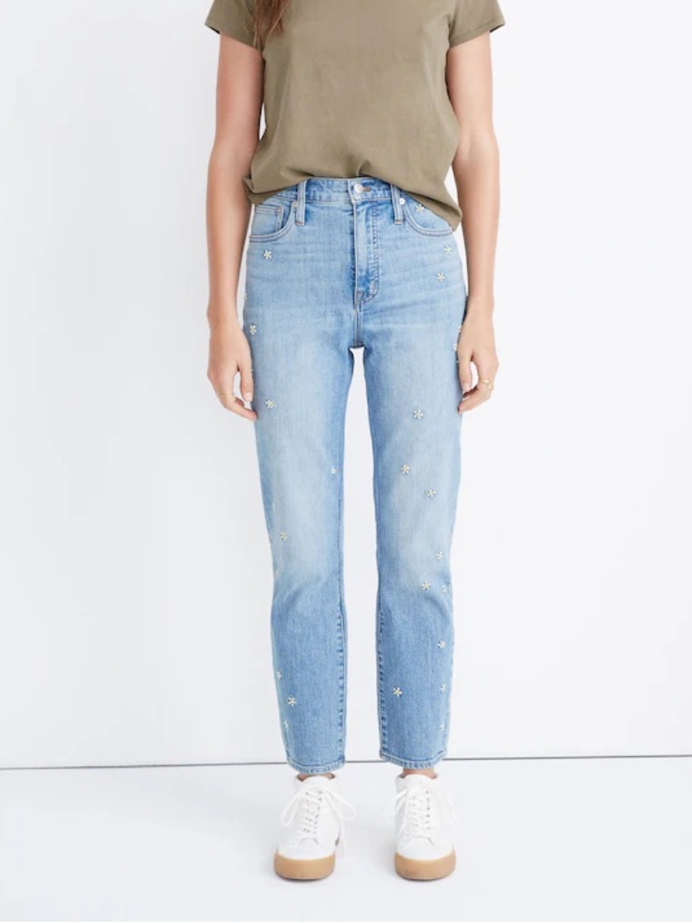 Madewell Classic Straight Jeans: Daisy Embroidered Edition Blue/Yellow/White 30